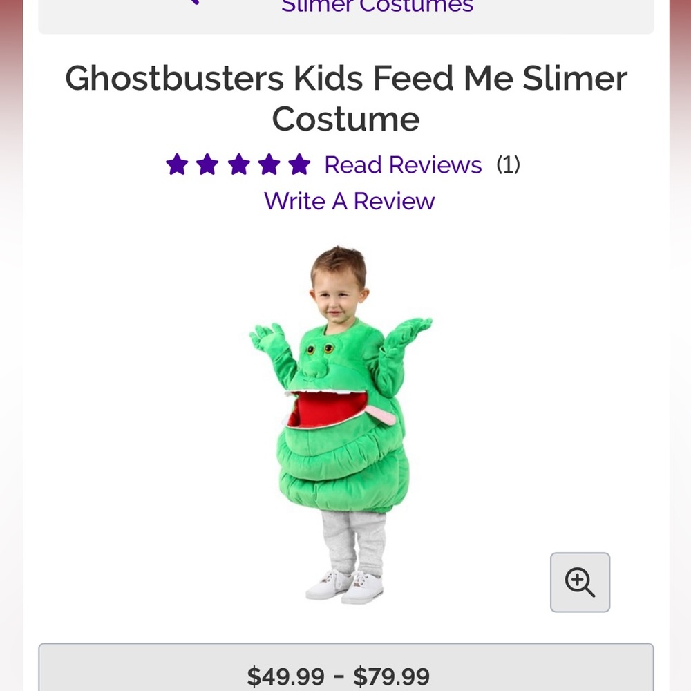 Ghostbusters kids feed me slime costume size extra small new never used